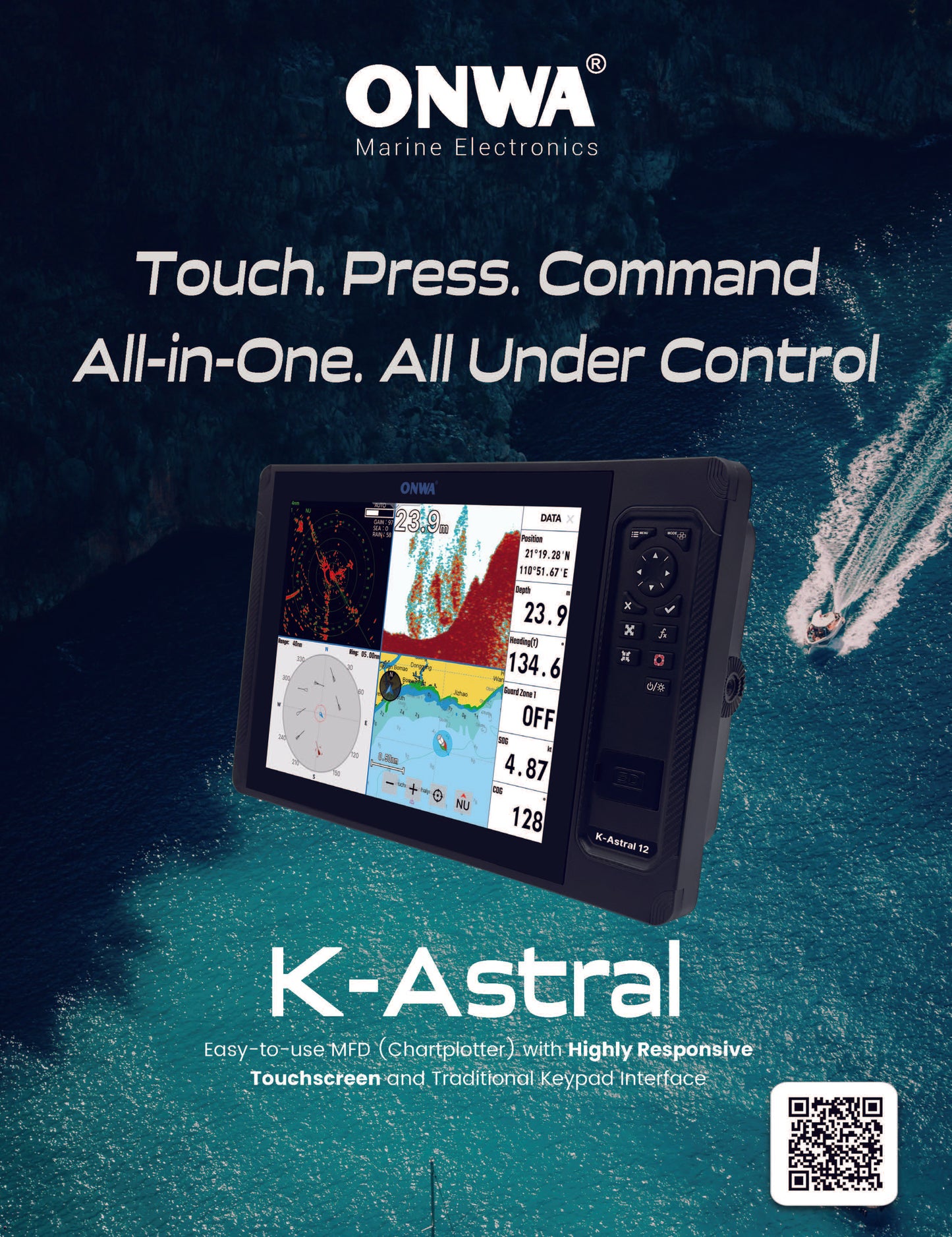 K-Astral 8 ONWA Easy-to-use GPS Kaartplotter